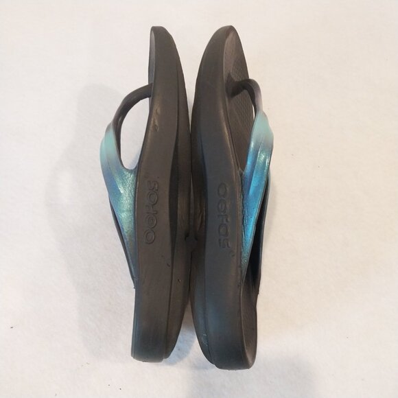 OOFOS Flip Flop Thong Sandal Womens 7 Atlantis Blue OOlala Luxe Recovery - Picture 5 of 11